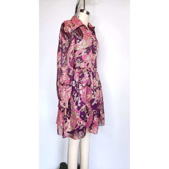 Oscar De La Renta Dress Metallic Dress - Colorful Dress - Floral Bright Dress XS - Picture 6 of 10